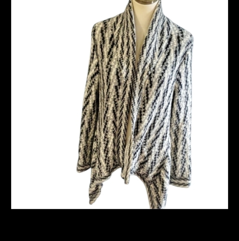 Gloria Jewel  Cozy Black Grey White Women's Waterfall Drape  Cardigan Sweater - Picture 15 of 15